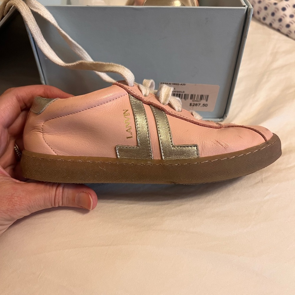 Lanvin Pink and gold girls leather Sneakers Sz 30
